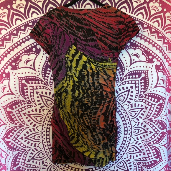 DVF Rainbow Erosa Animal Print Mini Dress 4 Small - Picture 6 of 6